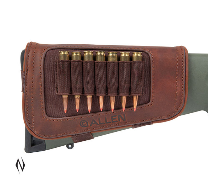 Allen Butt Stock Leather Rifle Ammo Holder - 7 Rounds [cl:new Castle]