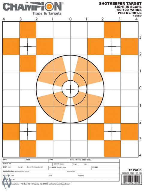 Champion Shotkeeper Sight-in Target - 12 Pack