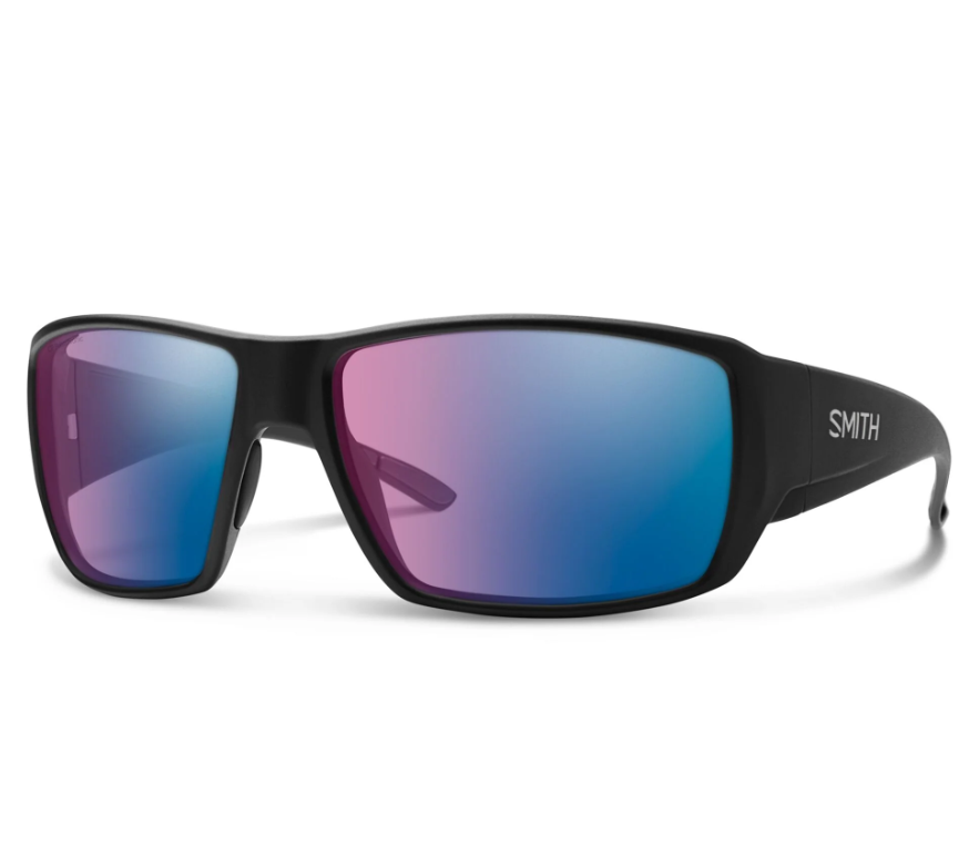 Smith Guides Choice Matte Black With Chromapop Glass Polarchromic Rose Blue Mirror Lens