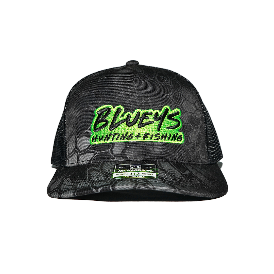 Bluey's Trucker Cap - Black/fluro Green