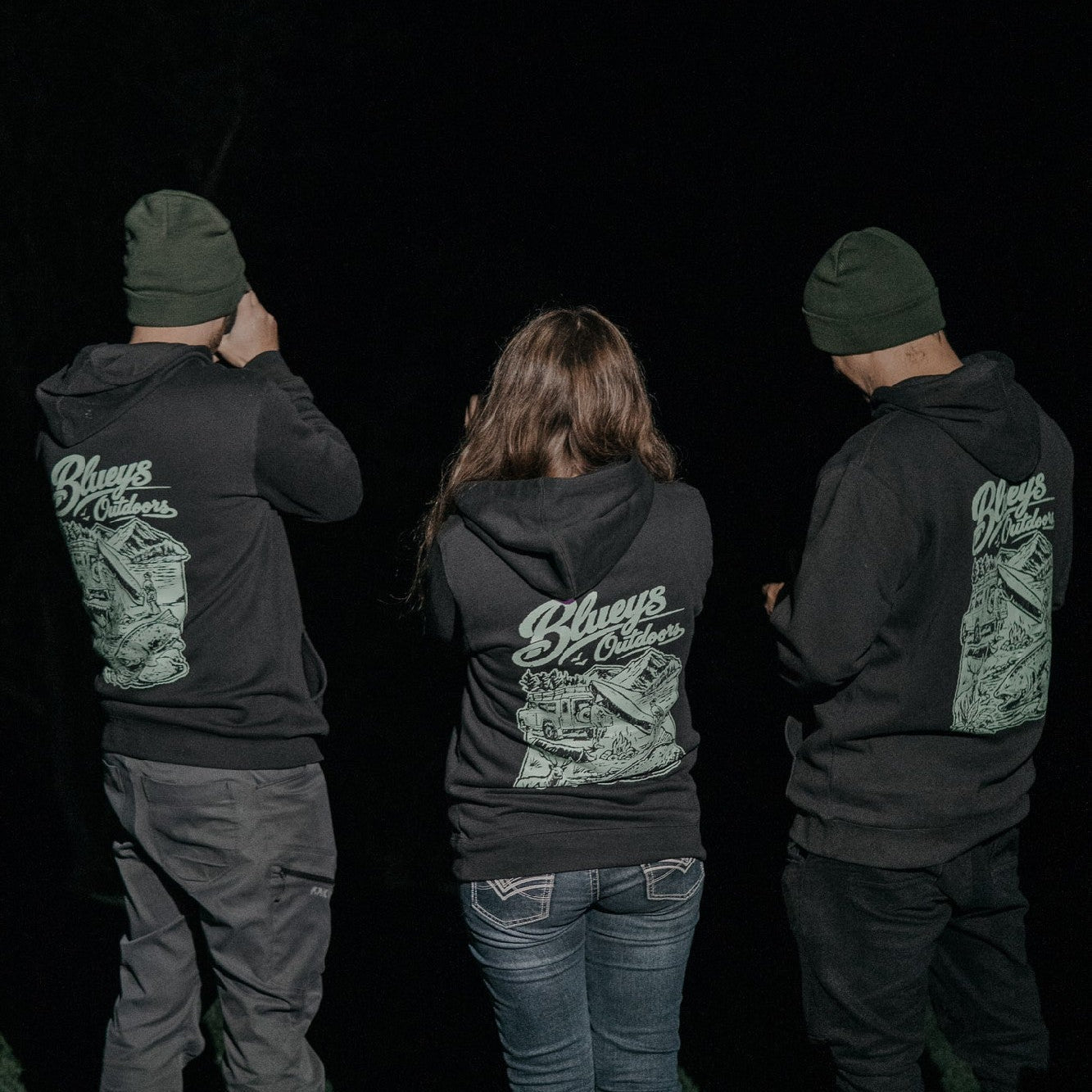 Bluey's Outdoors Mens Camp Scene Hoodie [sz:xs Cl:coal]