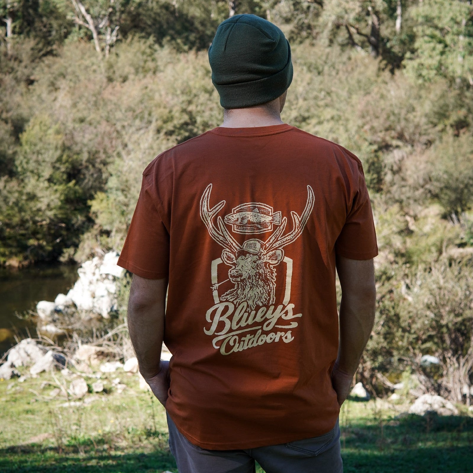 Bluey's Outdoors Mens Stag T-shirt [sz:s Cl:copper]