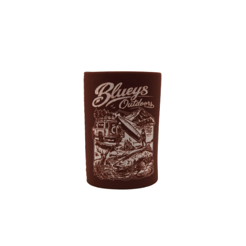 Bluey's Outdoors Camp Scene Stubby Holder [cl:burgundy]