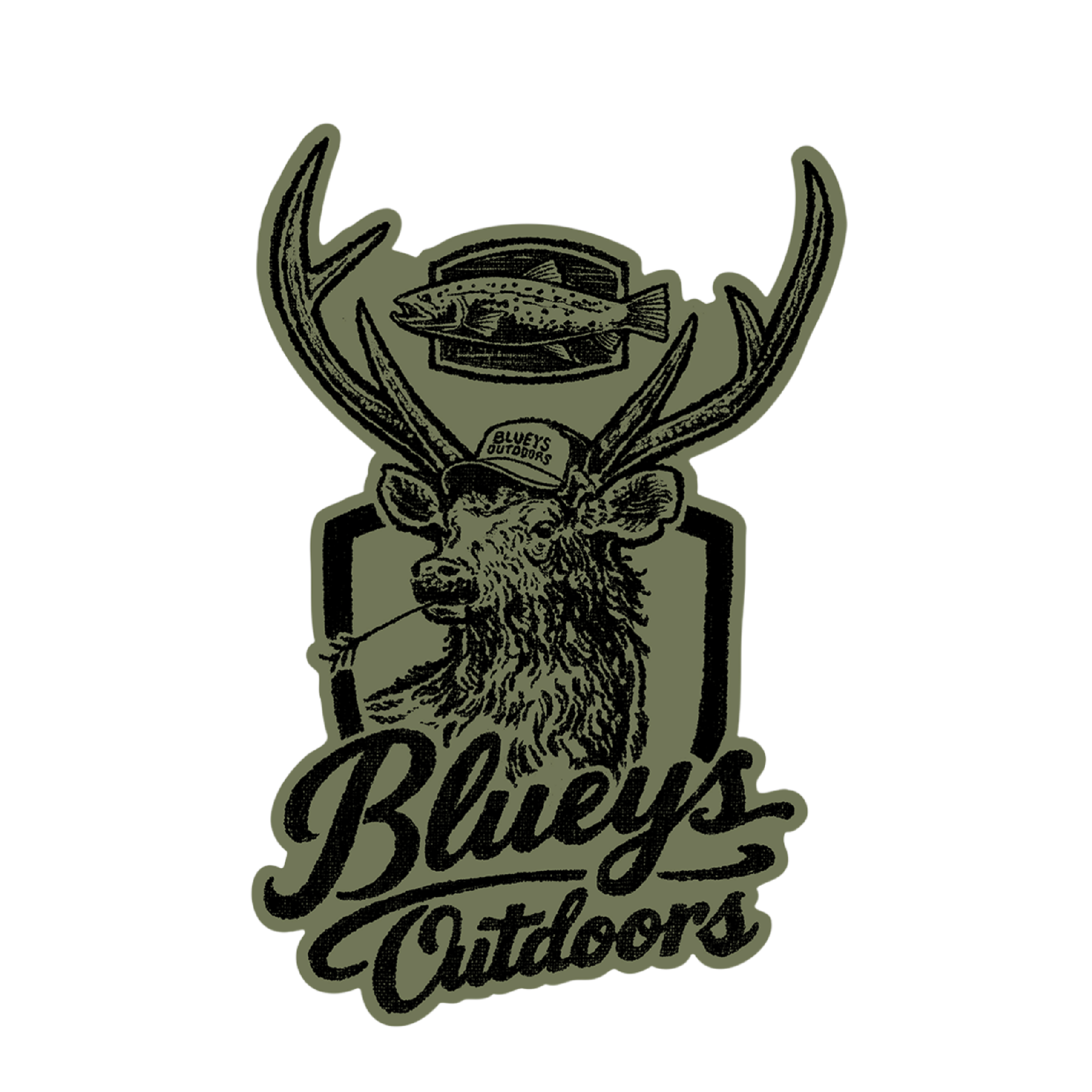 Bluey's Outdoors Stag Sticker [sz:80 X 55mm Cl:green]