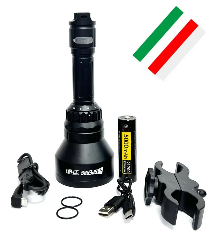 Speras Th6 Ir Kit Zoomable, Dimmable & Rechareable 4-in-1 Hunting Flashlight Kit