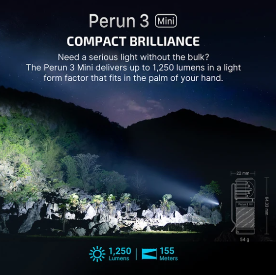 Olight Perun 3 Mini 1250 Lumens Rechargable Head Torch [cl:black]