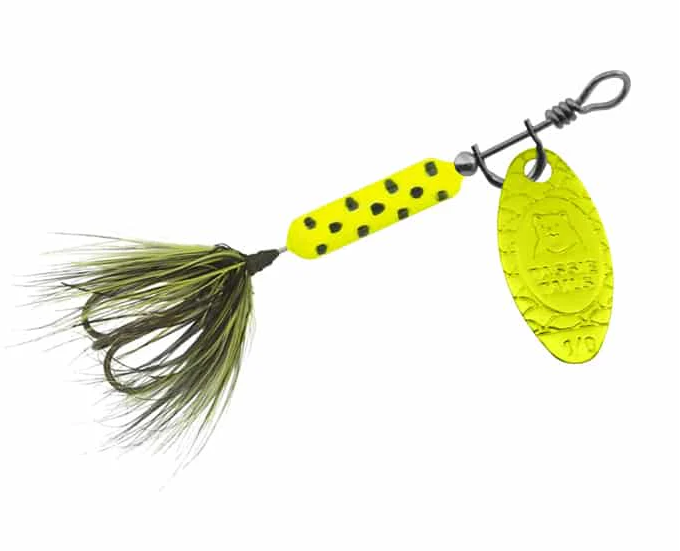 Tassie Devil Tassie Tails 1/8oz Spinner [cl:spotted Chartreuse]
