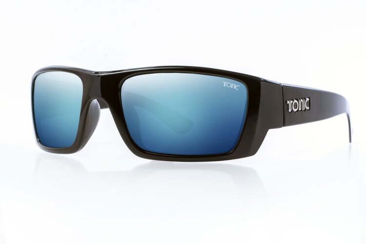 Tonic Rise Sunglasses Matt Black Frame With Blue Mirror Copper Base Lens 