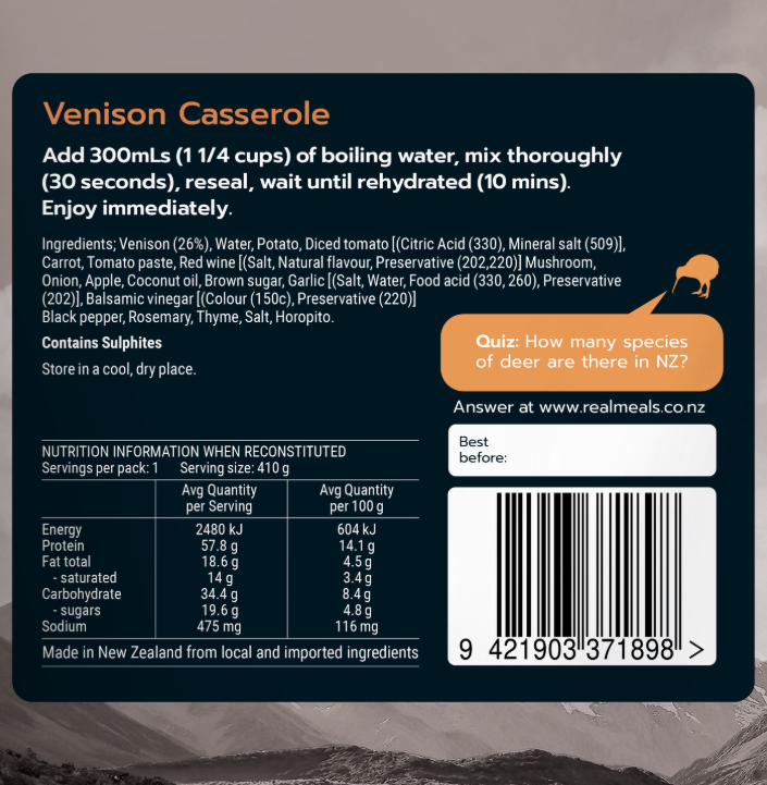 Real Meals Venison Casserole 110g