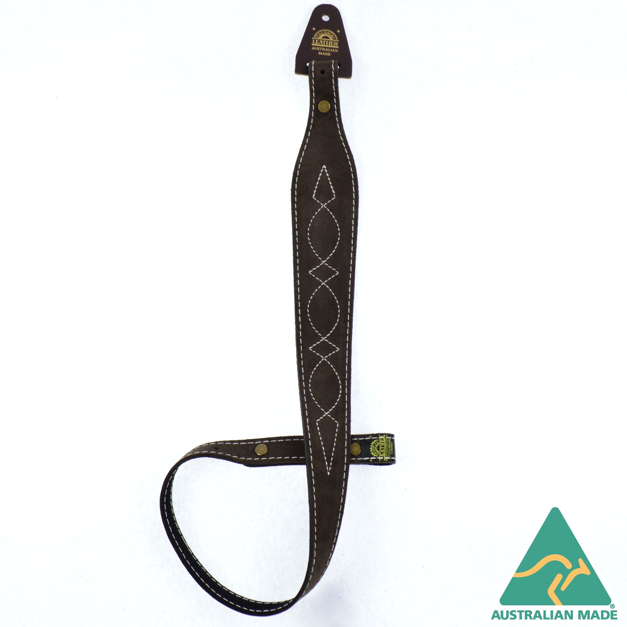 Colonial Leather Tapered Suede Backed Sling 60mm With Western Stitch [cl:brown/white Stitching]