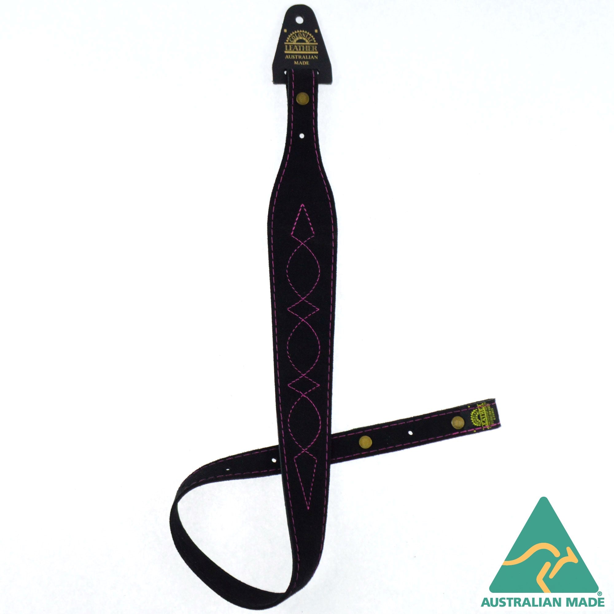 Colonial Leather Tapered Suede Backed Sling 60mm With Western Stitch [cl:black/pink Stitching]