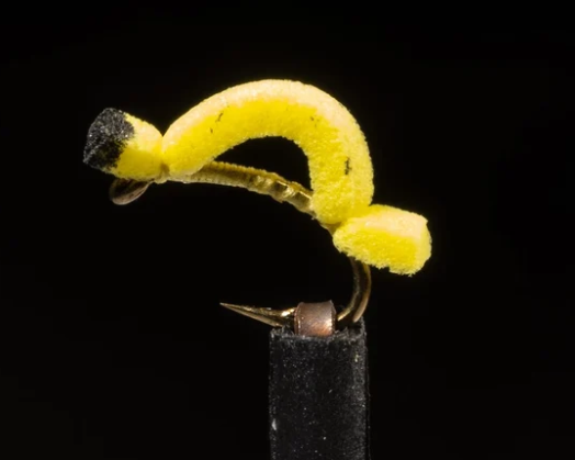 Manic Tackle Foam Slim Willow Grub Yellow Fishing Fly